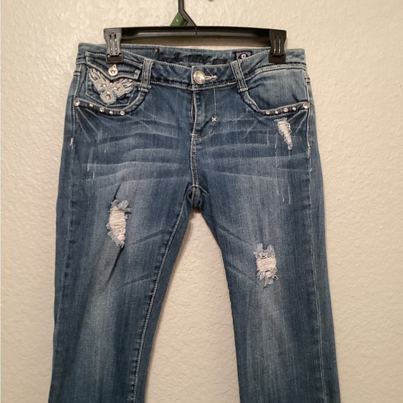 LA ldol Stylish Blue Distressed Women's Jeans 9 - Picture 2 of 8
